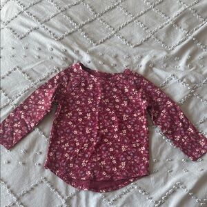 Cat & Jack Burgundy Floral Long Sleeve Tee